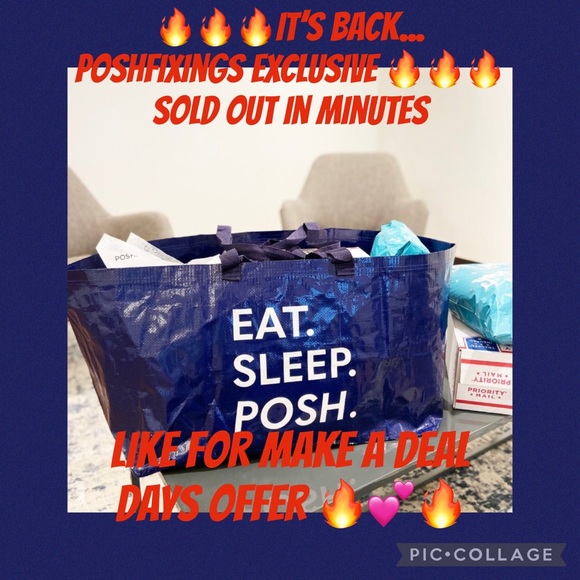 Oversized Double Handle Tote blue and white Poshfixings New - Picture 8 of 13